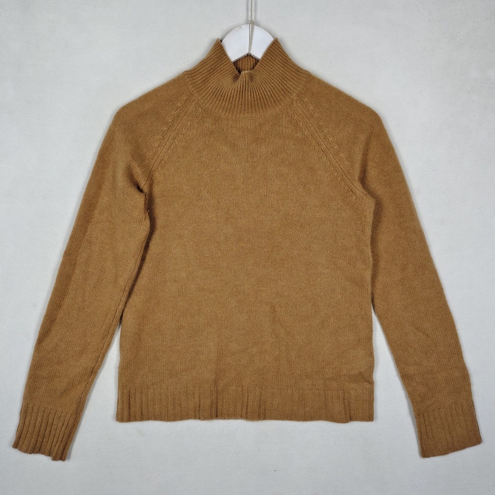 Filoro Cashmere Merino Wool Mock Neck Sweater Camel Brown XS RN 113286